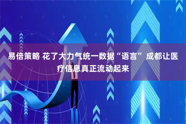 易倍策略 花了大力气统一数据“语言” 成都让医疗信息真正流动起来